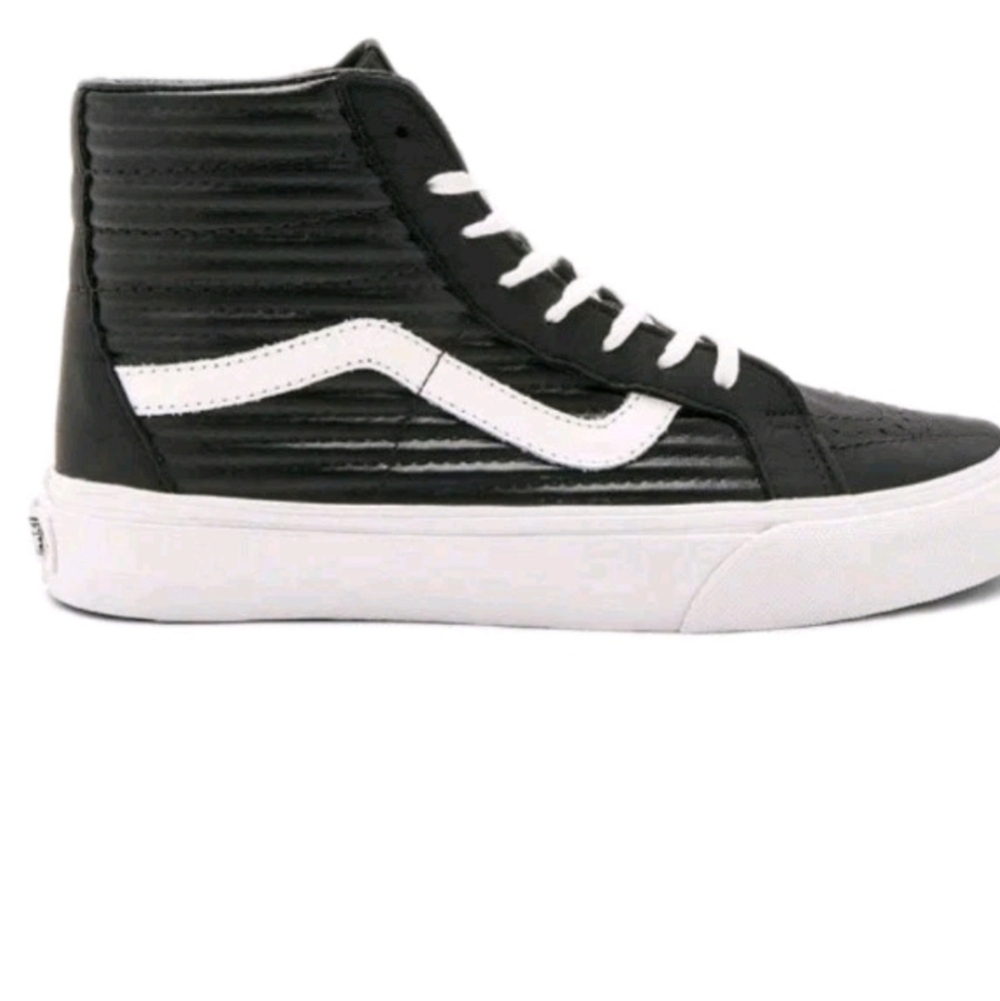 Vans Sk8-Hi Moto Leather Black White Mens Size 6 Womens Size 7.5 Streetwear